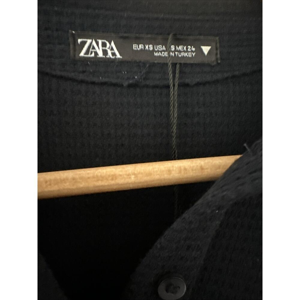 Zara Navy Blue Knit Shortsleeve A Line Collared Mini Dress XS Preppy Classic - Picture 3 of 5